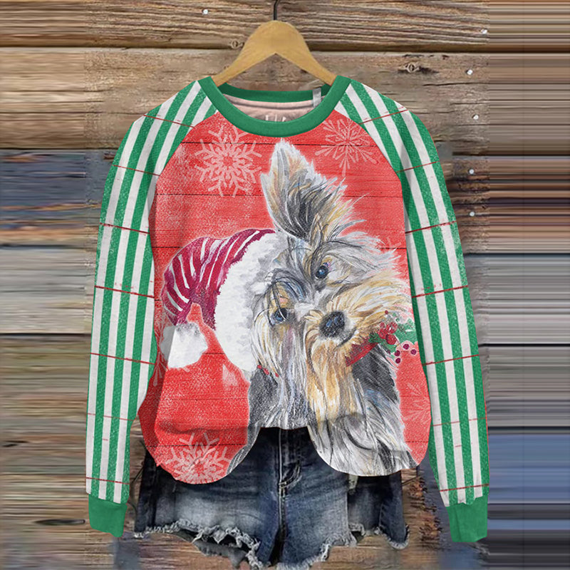 Comstylish Funny Christmas Dog Print Sweatshirt