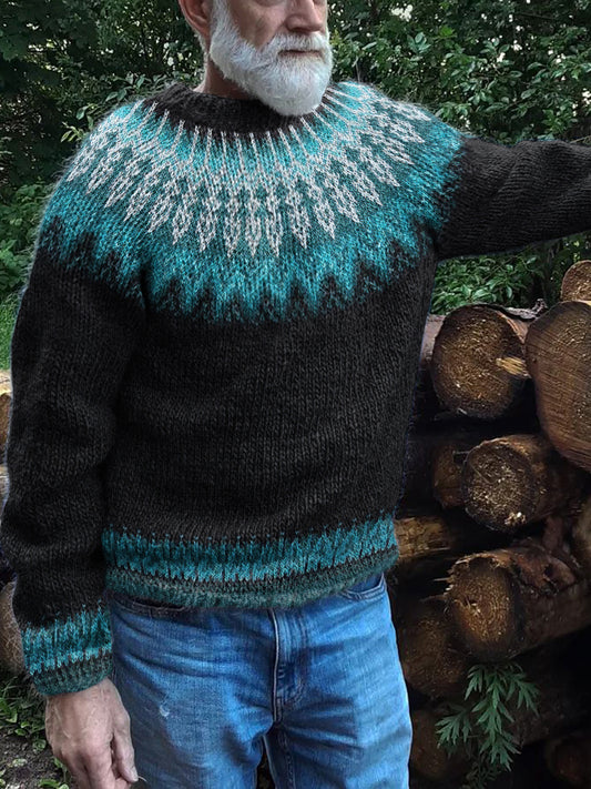 Mens Vintage Fair Isle Knit Pattern Art Cozy Sweater elevenforest
