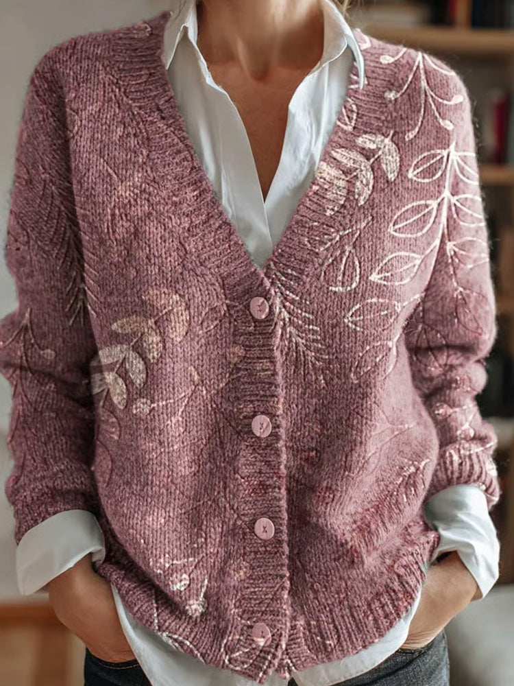 Women's Printed Casual Knitted Cardigan artswardrobe