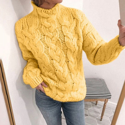 Casual Turtleneck Twist Long Sleeve Sweater elevenforest