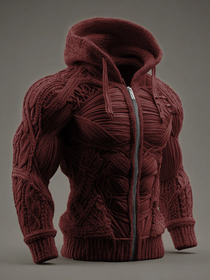 Vintage Muscles Anatomical Art Men's Casual Warm Zip-up Sweater artswardrobe