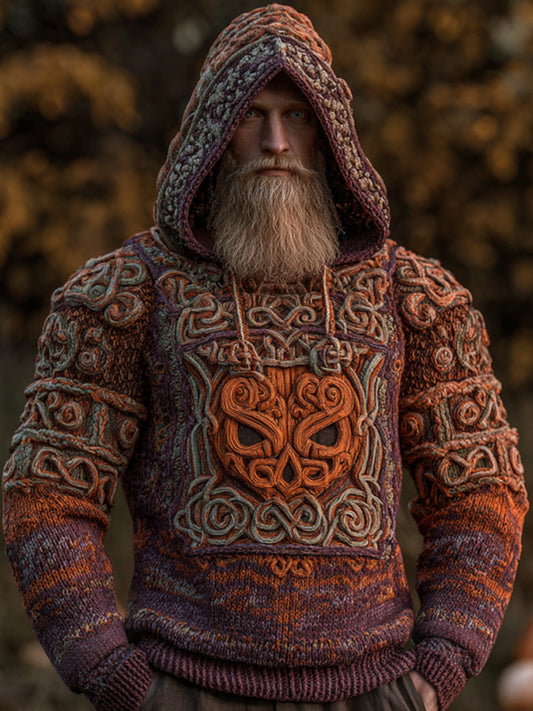 Men's Vintage Halloween Viking Embroidered Sweater artswardrobe