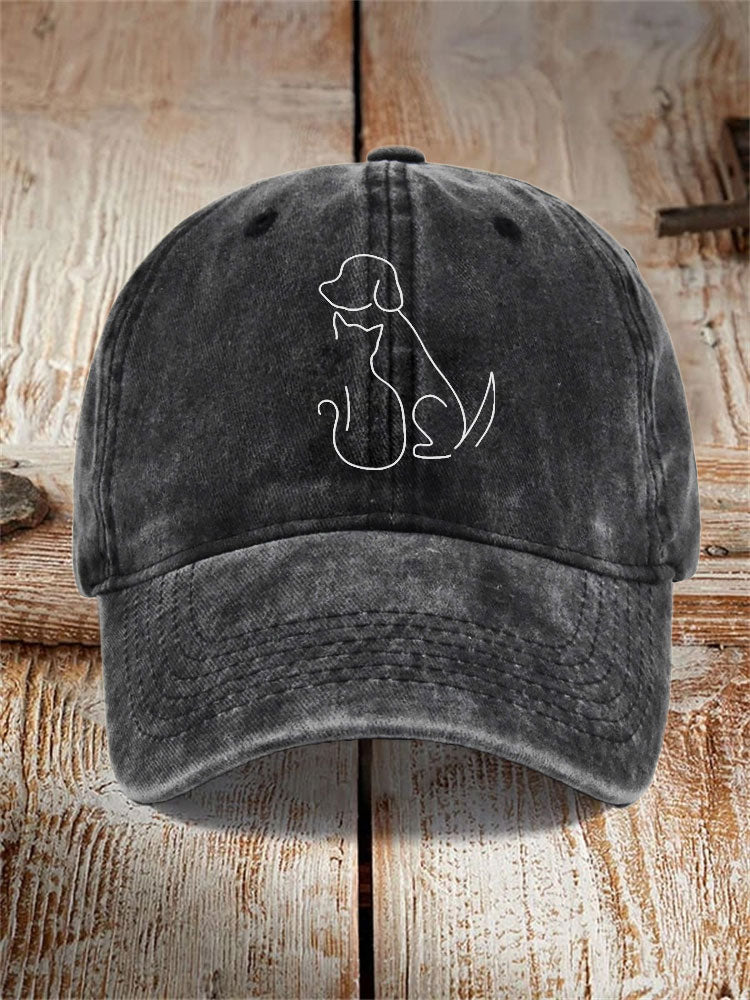 Comstylish Unisex Casual Pet Dog And Cat Print Washed Hat