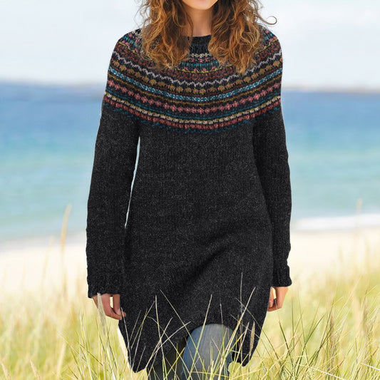 Vintage Fairman Island Knit Jacquard Sweater Midi Dress elevenforest