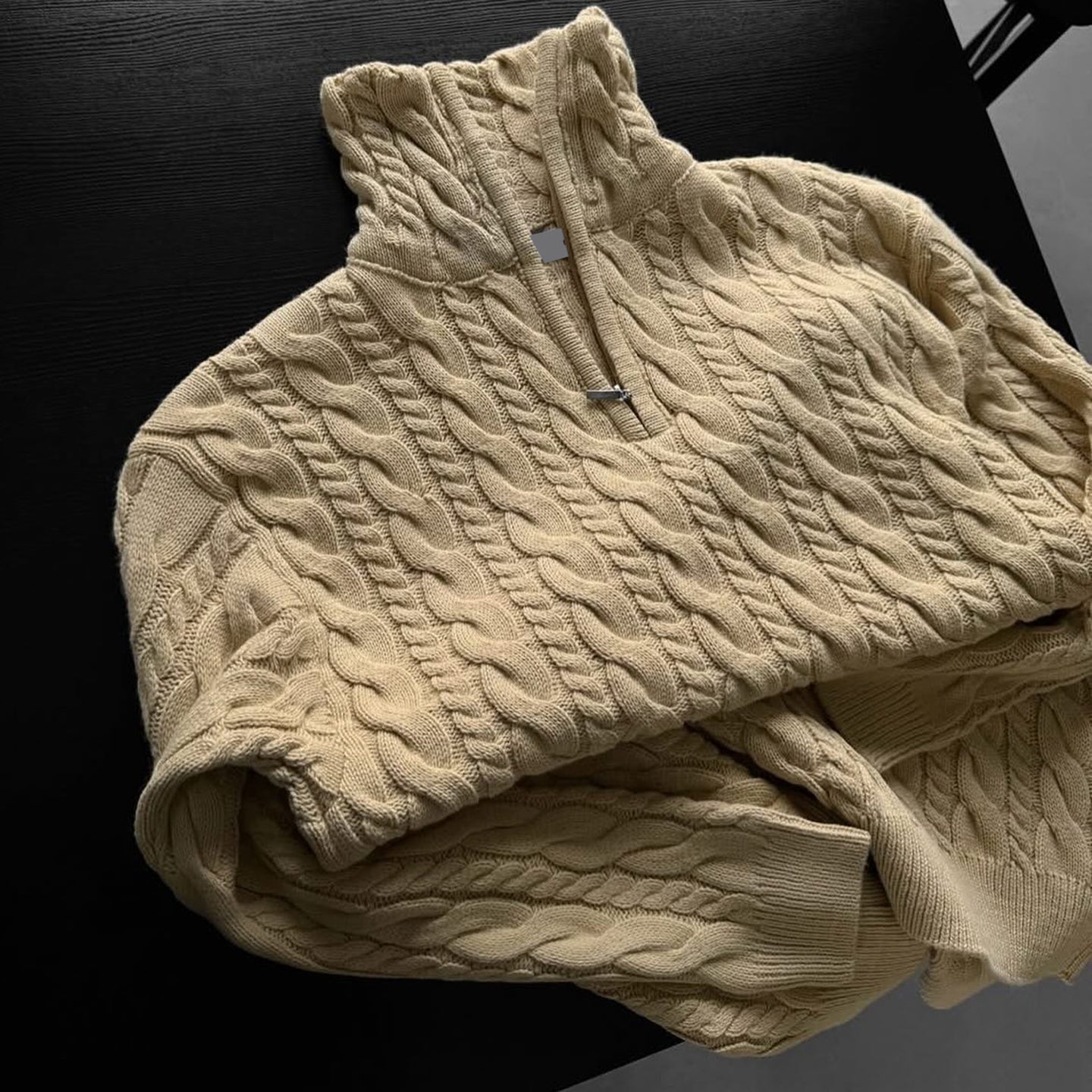 Men's Vingate Thick Needle Jacquard Zippered Turtleneck Sweater artswardrobe