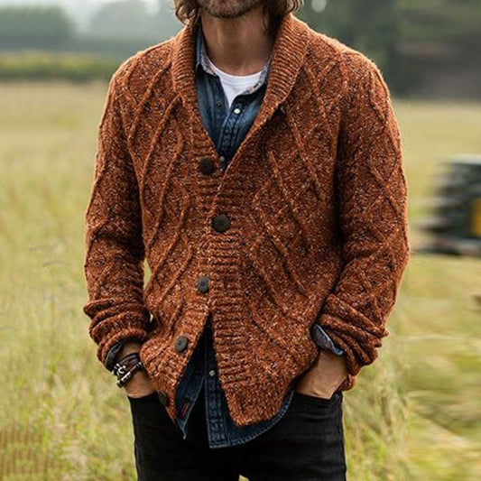 Vintage Geometry Jacquard Button Down Sweater elevenforest