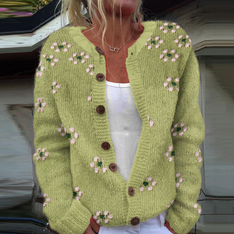 Vintage Icelandic Pink Floral Knitted Cardigan Sweater elevenforest