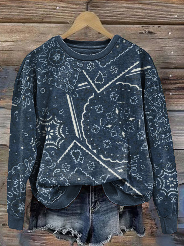 Comstylish Ethnic Print Vintage Sweatshirt