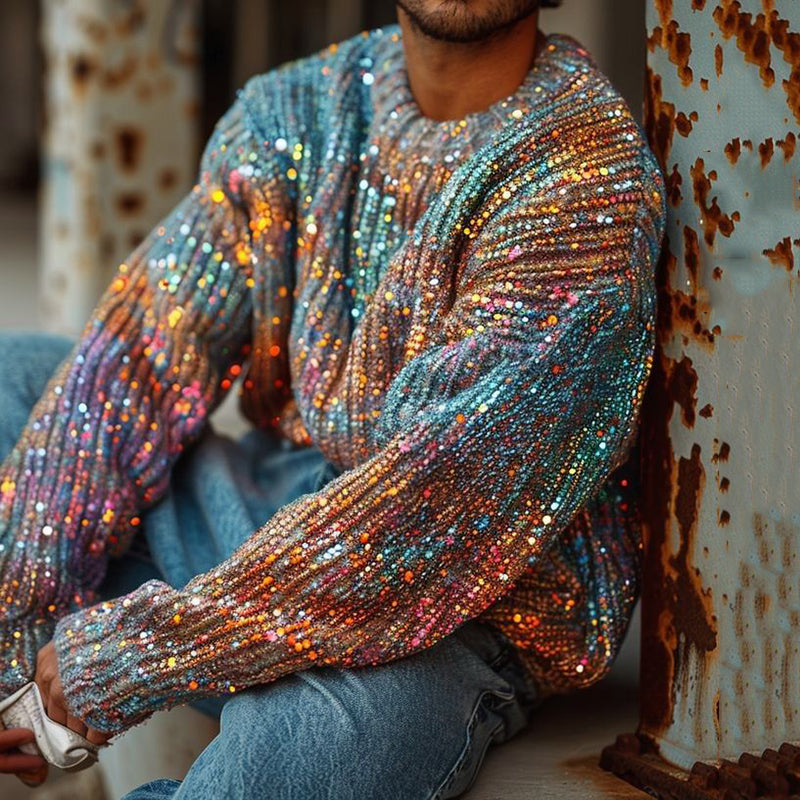 Vintage Rainbow Island Warmth Knitted Jacquard Unisex Sweater elevenforest