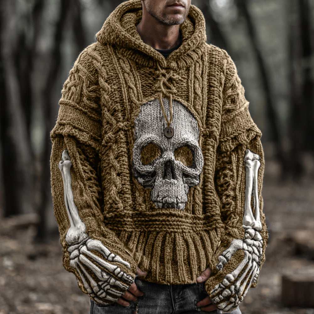 Men's Vintage Viking-style Skull-patterned Warm Sweater artswardrobe