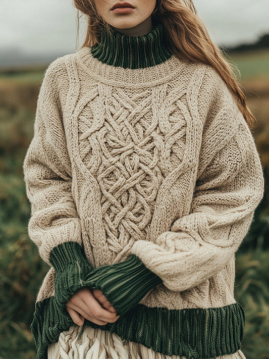 Women's Retro Irish Celtic Knot Cozy Knit Sweater elevenforest