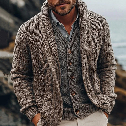 Men's Vintage Thick Needle Knitted Cardigan artswardrobe