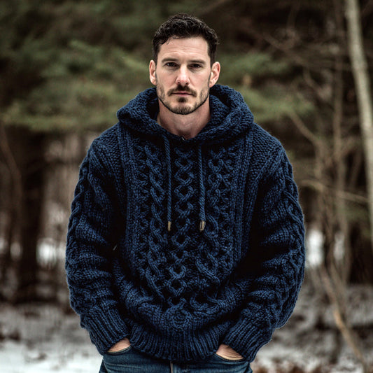 Vintage Fairman Island Jacquard Thick Warm Hooded Sweater elevenforest