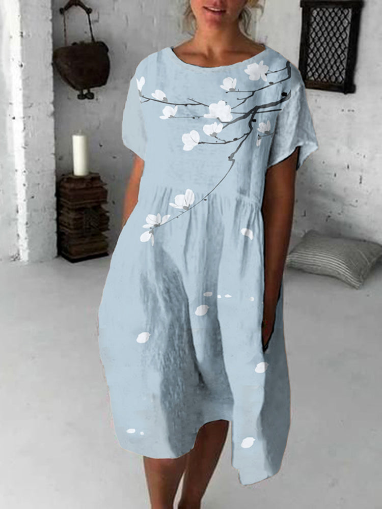 Cherry Blossom Japanese Art Flowy Midi Dress