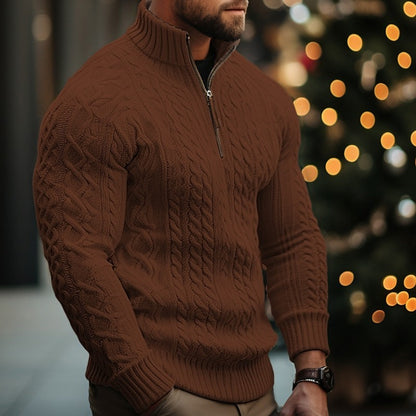 Vintage Knit Warm Jacquard Iceland Half Zip Neck Sweater artswardrobe