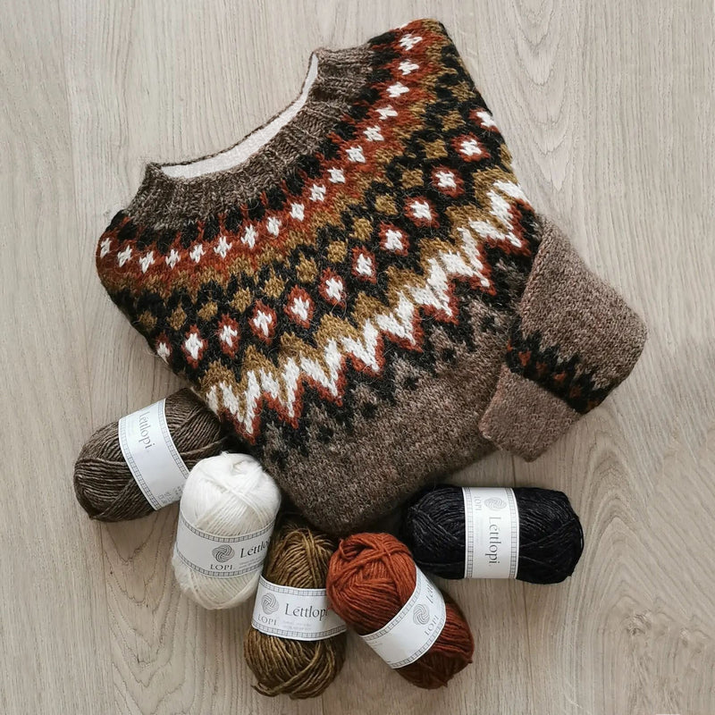 Maglione girocollo in misto lana con motivo Fair Isle geometrico sullo scudo