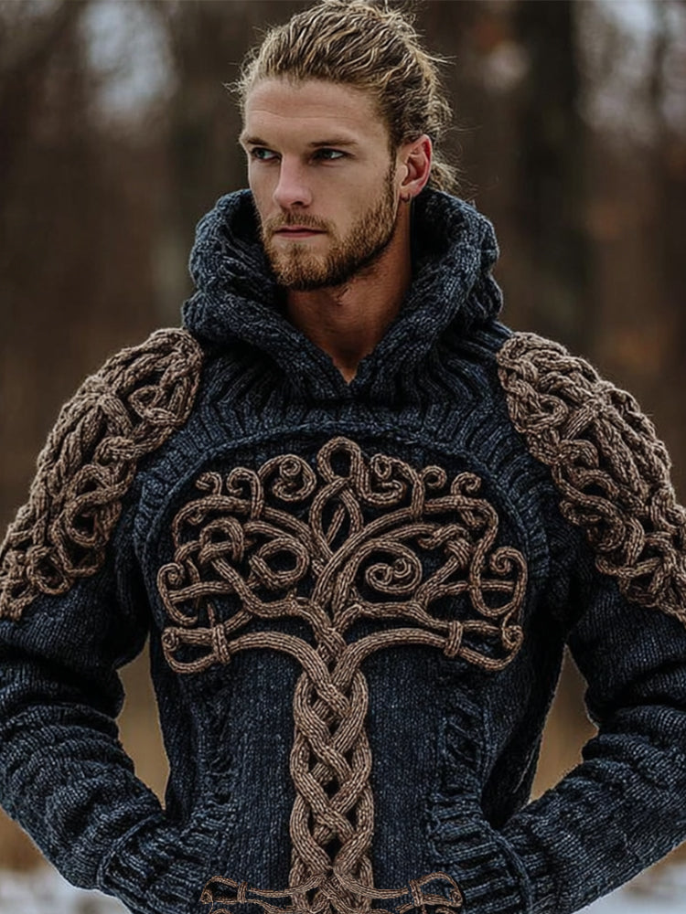 Men's Viking Tree Of Life Vintage Hooded Sweater artswardrobe