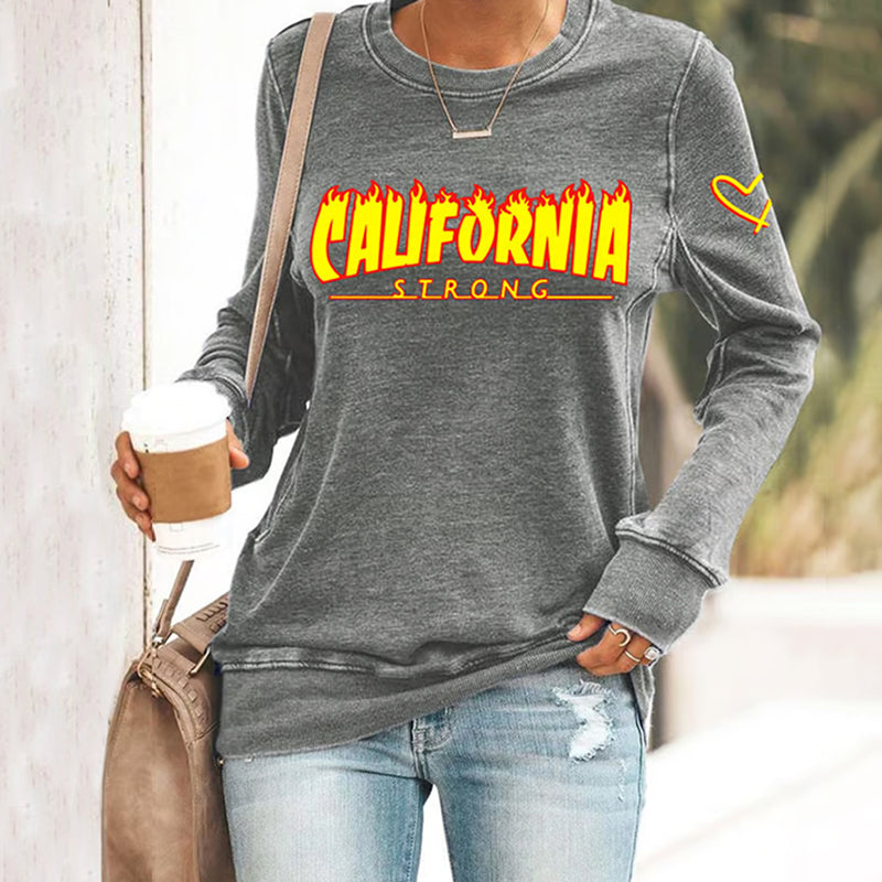Comstylish Retro Women's California Strong Los Angeles Palisades Fire Inspired Print Sweatshirt