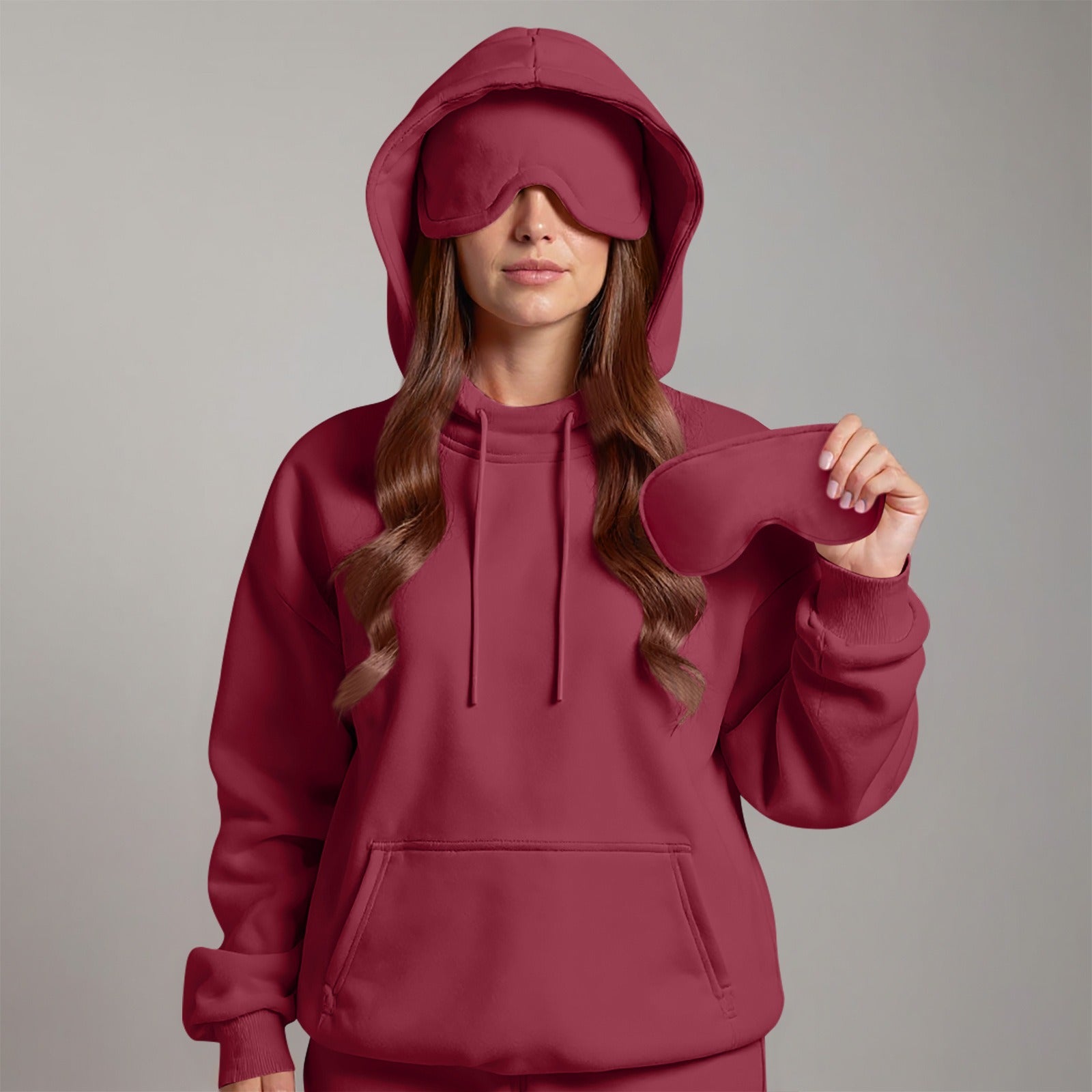 Comstylish Unisex Airplane Mode Travel Casual Cotton Blend Eye Mask Hoodie