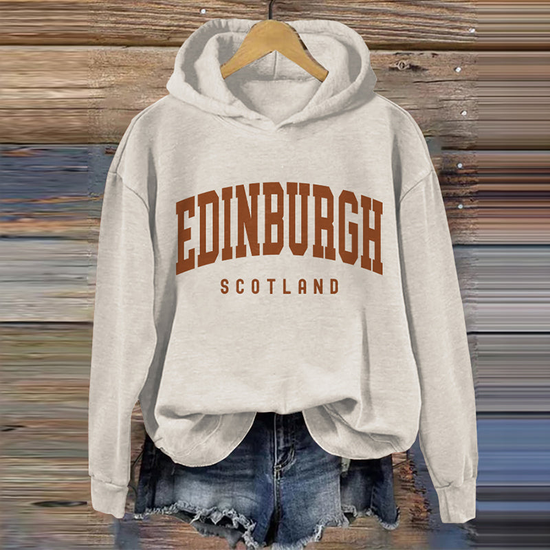 Comstylish Women's Vintage Edinburgh Scotland Print Casual Hoodie
