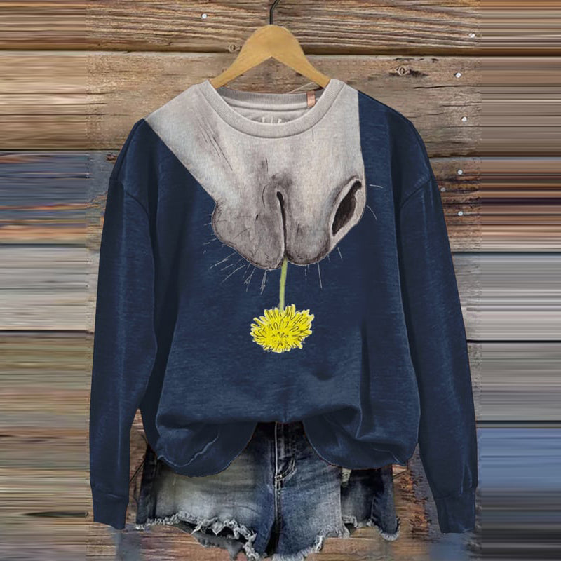 Comstylish Women's Horse Art Print Sweatshirt