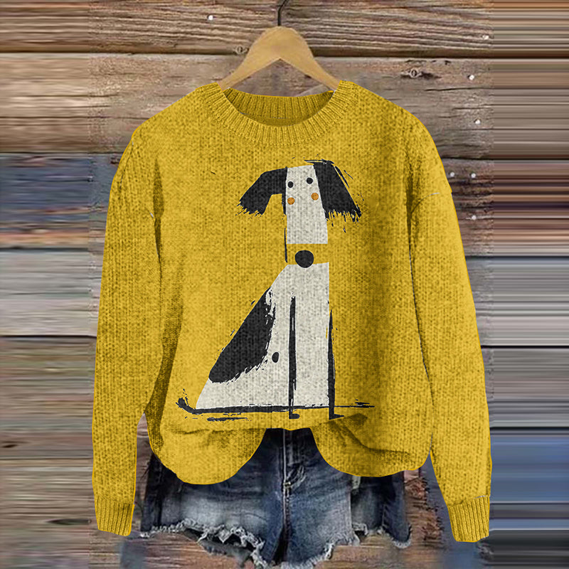 Comstylish Women's Cute Dog Art Crew Neck Casual Sweater
