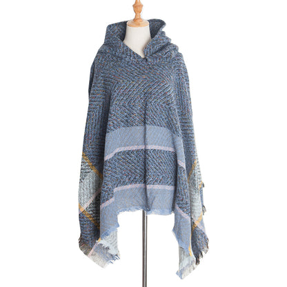 Vintage Herringbone Hooded Pullover Shawl elevenforest