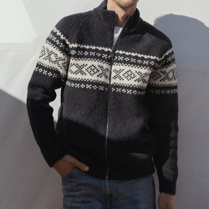 Mens Vintage Fair Isle Knitted Cardigan Sweater elevenforest