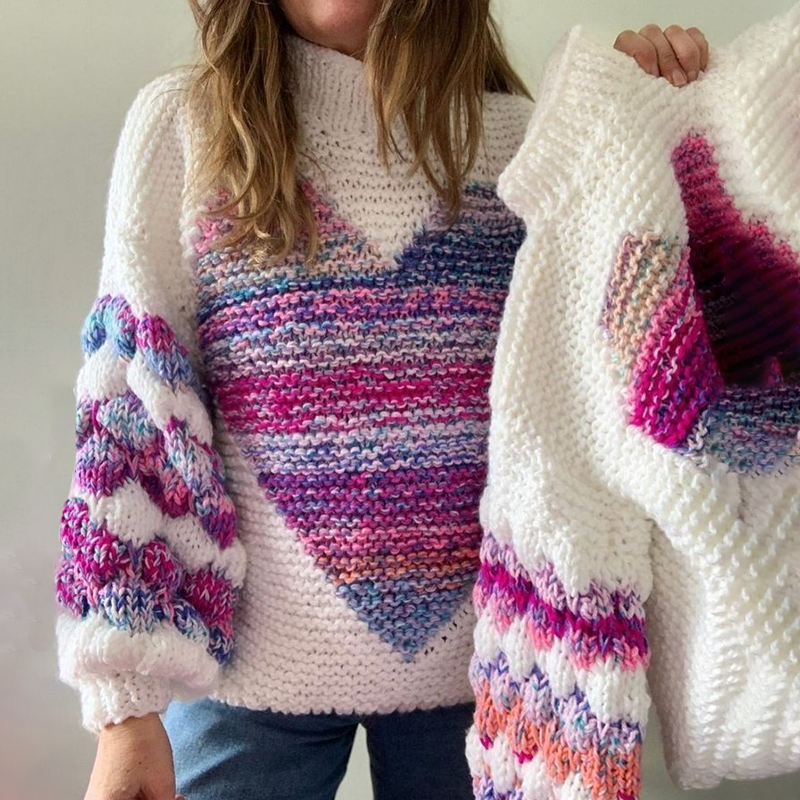 Valentine Vibes Coquette Valentine Heart Print Women's Turtleneck Sweater elevenforest