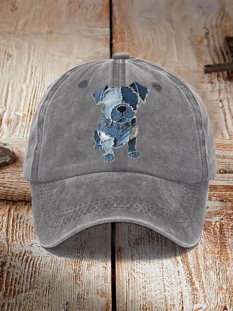Unisex Funny Denim Dog Print Hats artswardrobe
