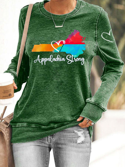 Comstylish Retro Appalachia Strong Hurricane Helene Print Sweatshirt
