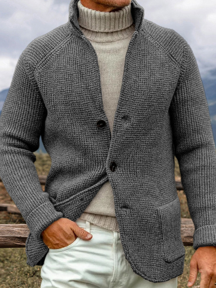 Men's Vintage Solid Color Cozy Sweater Cardigan artswardrobe