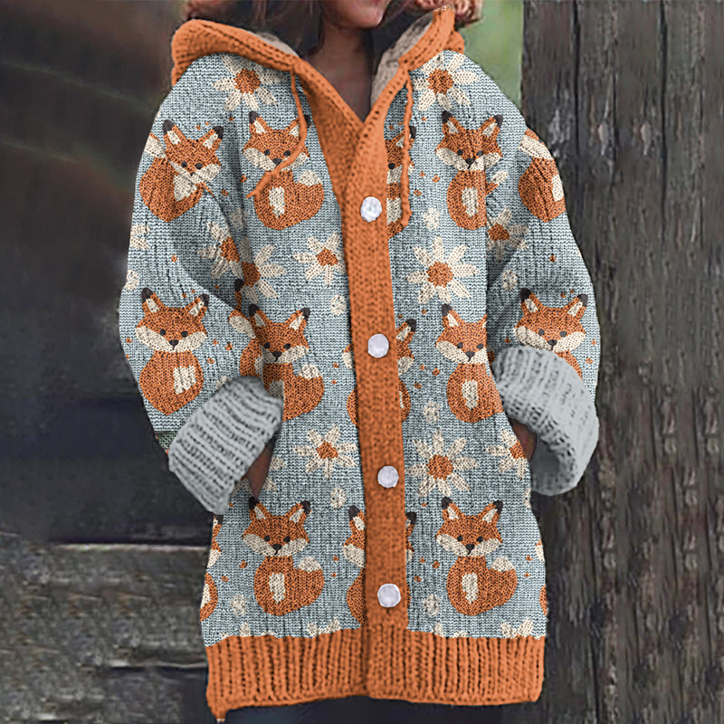Colorful Fox Print Women's Cardigan Sweater artswardrobe