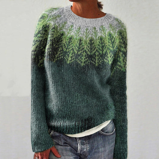 Vintage Nordic Pine Knit Women's Sweater elevenforest