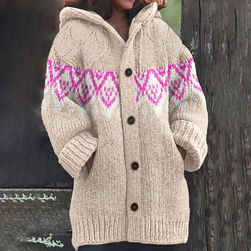 Vintage Ethnic Embroidery Pattern Contrast Sweater Cardigan elevenforest