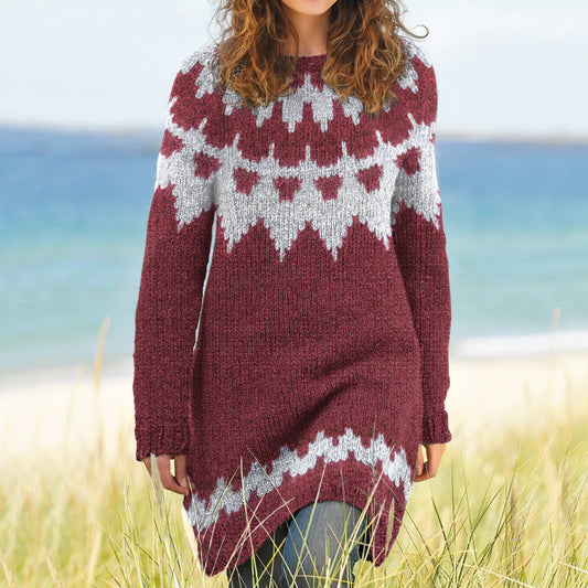 Vintage Nordic Knitted Pattern Sweater Dress elevenforest