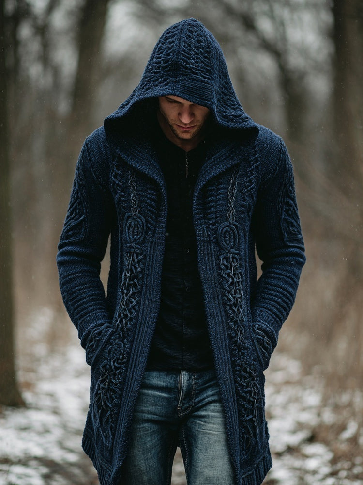 Men's Viking Inspired Vintage Cozy Knit Sweater Coat artswardrobe