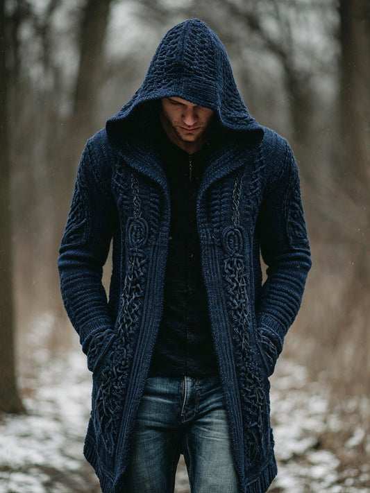 Men's Viking Inspired Vintage Cozy Knit Sweater Coat artswardrobe