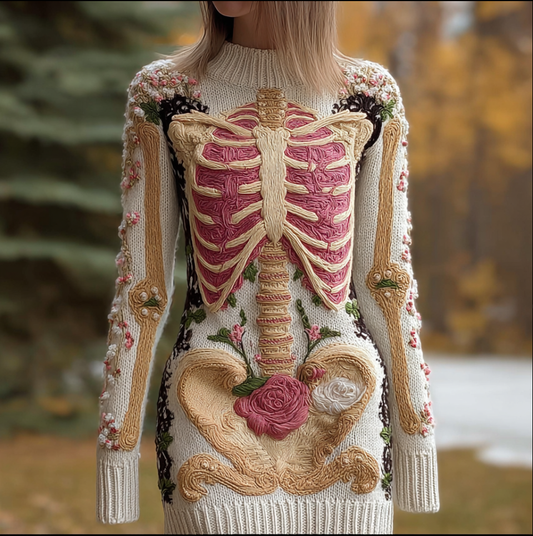 Halloween Human Anatomy Design Women's Knit Sweater Dress artswardrobe