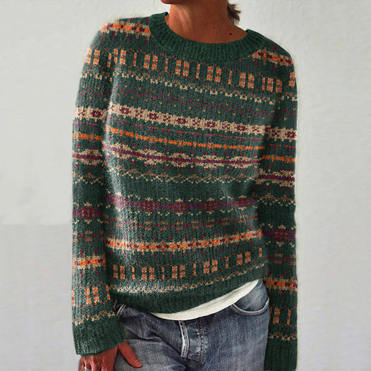 Icelandic Ethnic Print Knitted Pullover Sweater elevenforest