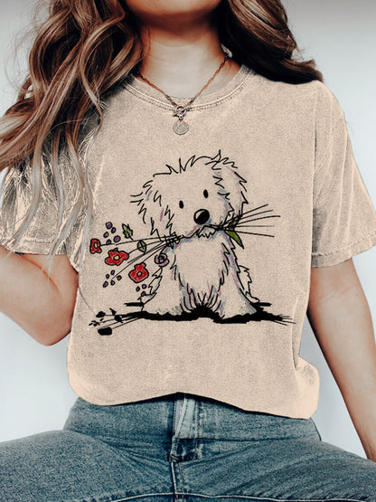 Comstylish Flower Delivery Puppy Vintage T-Shirt