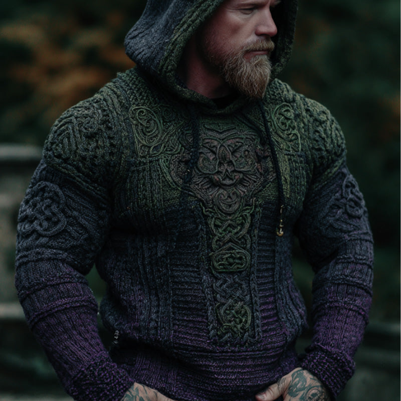 Men's Vintage Halloween Viking Embroidered Sweater artswardrobe