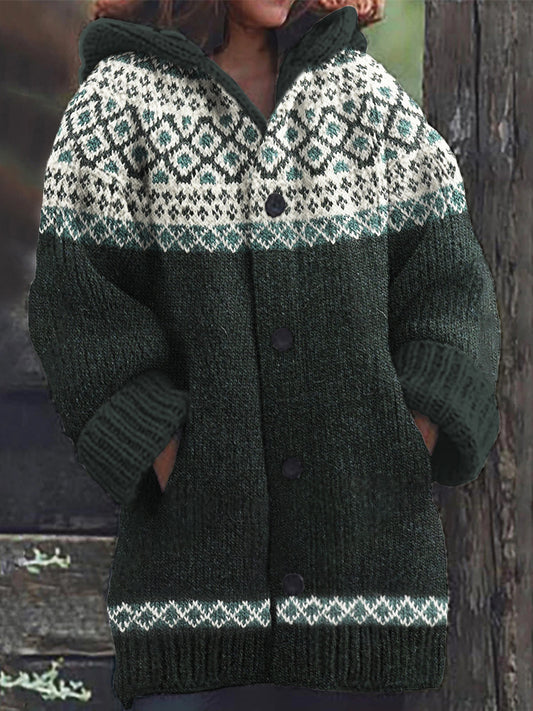 Vintage Plaid Women's Iceland Style Sweater Cardigan elevenforest