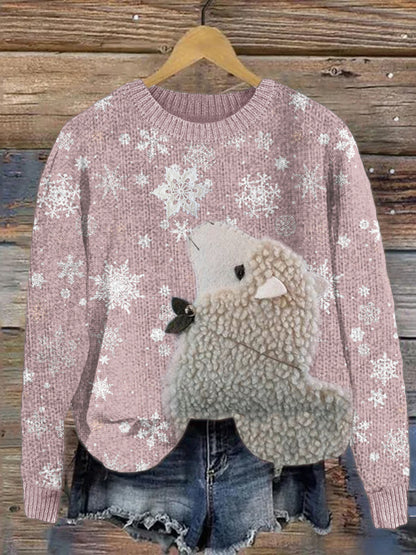 Sheep Fleece Snowflakes Cozy Knit Sweater artswardrobe