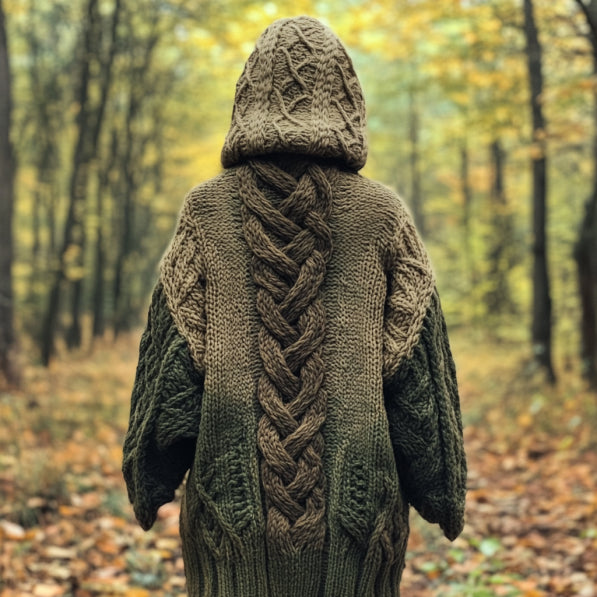 Vintage Irish Celtic Knot Jacquard Knit Hooded Cardigan elevenforest