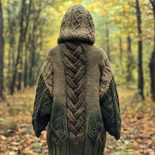 Vintage Irish Celtic Knot Jacquard Knit Hooded Cardigan elevenforest