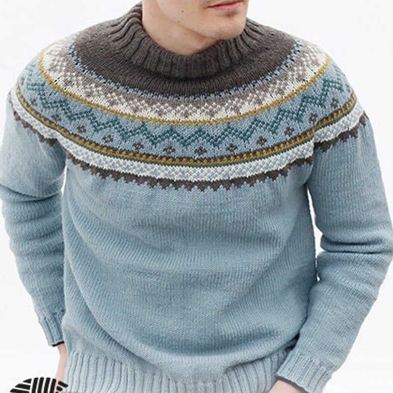 Vintage Fair Isle Knitted Warm Men's Crew Neck Sweater elevenforest