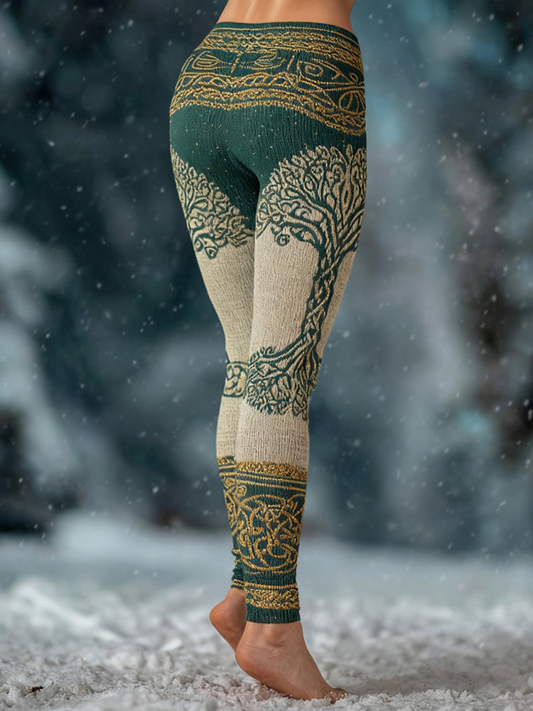 Viking Tree Of Life Pattern Vintage Comfy Leggings