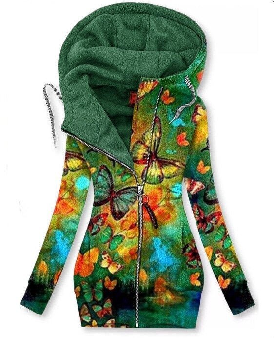 ER | Felpa con cappuccio asimmetrica con zip Artistic