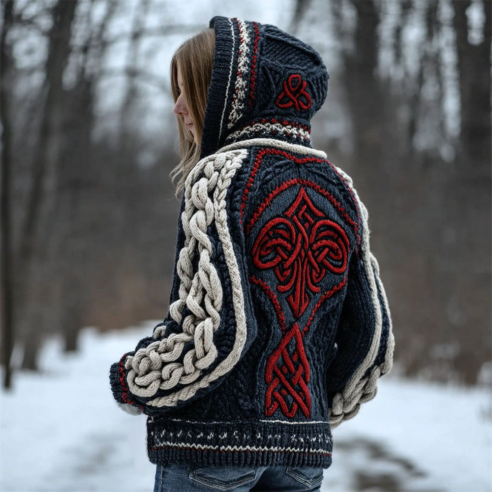 Halloween Gothic Women's Knit Hooded Sweater artswardrobe